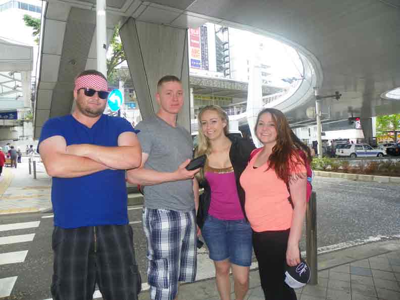 Adam (29), Josh (24), Shalom (27) and Shawna (22), siblings together in our 'trip of a lifetime' family vacation in Japan.
